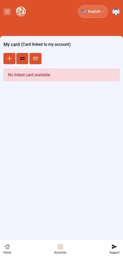 Look for: ⁨« No linked card available »⁩. No card is linked in this example. “+” opens the addition form; it does not create a card by itself.