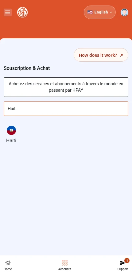 The real search is filtered to Haiti. Tap the flag to display operators for that country.