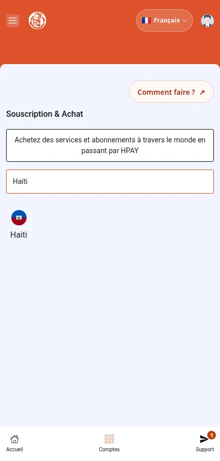 La recherche réelle est filtrée sur Haiti. Touchez le drapeau pour afficher les opérateurs de ce pays.