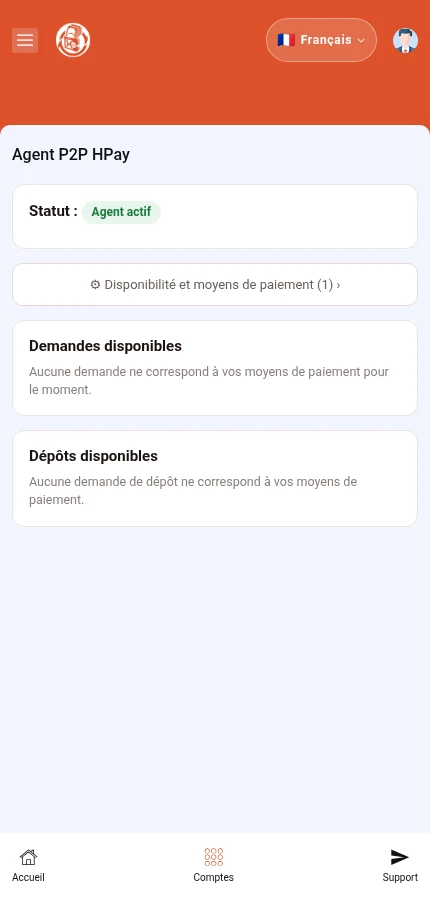 Sa pou w repere: ⁨« Disponibilite ak mwayen peman »⁩. Ajan an aktif, men pa gen demann disponib nan egzanp sa a.