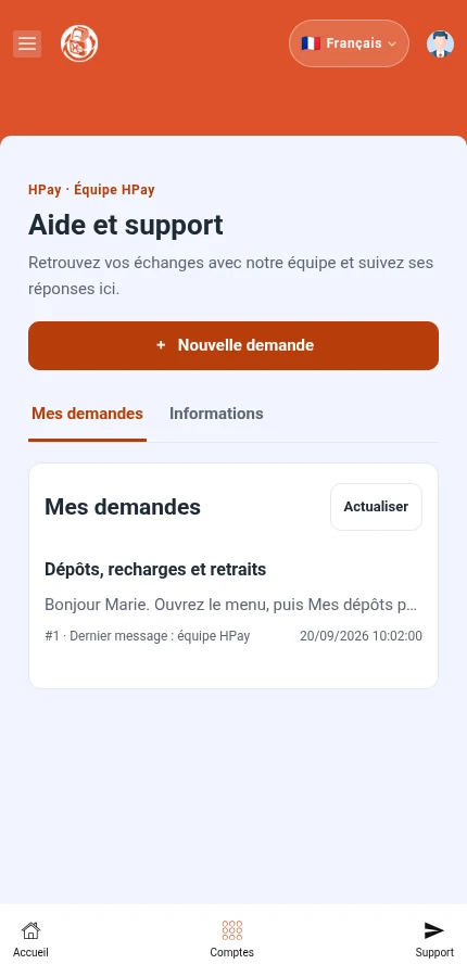 Sa pou w repere: ⁨« Demann mwen yo »⁩ · ⁨« Nouvo demann »⁩. Lis la gen yon demann demonstrasyon. Peze demann lan pou ouvri konvèsasyon li.