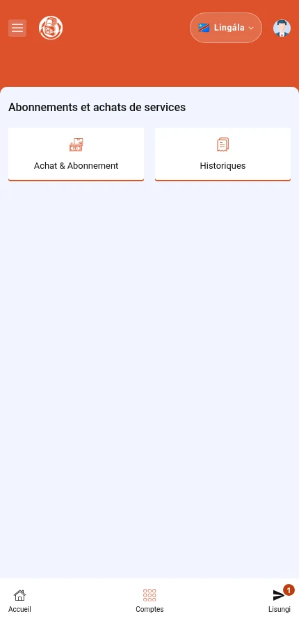 Finá ⁨« Achat & Abonnement »⁩ mpo na kopona offre. ⁨« Historiques »⁩ efungolaka liste ya biloko osombaki.