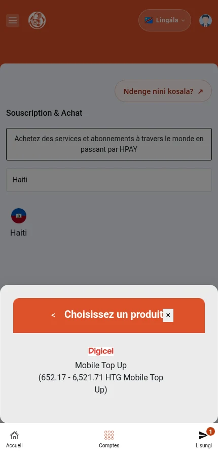 Fenetre oyo elakisi baproduit ya solo oyo catalogue epesi mpo na Haiti Digicel na ntango ya elilingi. Finá offre moko mpo na kofungola formulaire na yango.